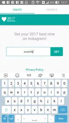 Year best nine app review : Entering a bestinnine Instagram account handle