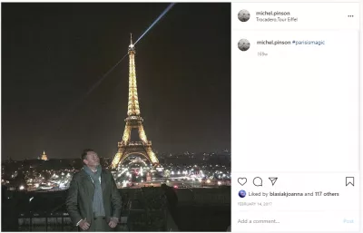 How to create the best Instagram picture post? : Michel Pinson on Instagram in front of Eiffel tower