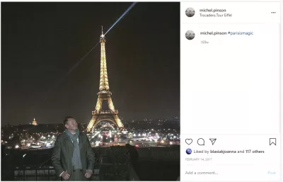 Hogyan lehet létrehozni a legjobb Instagram-képbejegyzést? : Michel Pinson Instagram az Eiffel-torony előtt