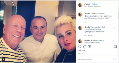 How to create the best Instagram picture post? : Lori Cheek: at dinner with Bruce Willis and Jean-Georges Vongerichten