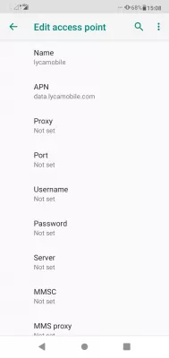 LycaMobile Internet settings Lyca : Lycamobile USA APN settings for Samsung: name lycamobile, address data.lycamobile.com, username and password blank