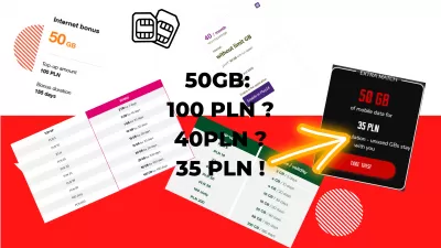 Poland's 5 Best SIM Card Mobile Operators For Mobile Internet : Polish SIM cards: 50GB for 100PLN with ORANGE/PLUS/TMOBILE, 40PLN with PLAY, 35PLN with MOBILEVIKINGS